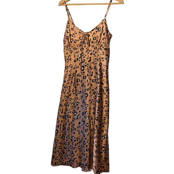 Lulus Known To Be Wild Leopard Satin Slip Dress - Picture 4 of 13